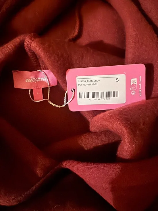 Edikted Totally Logo Hoodie -  Burgundy S NWT - Picture 8 of 8
